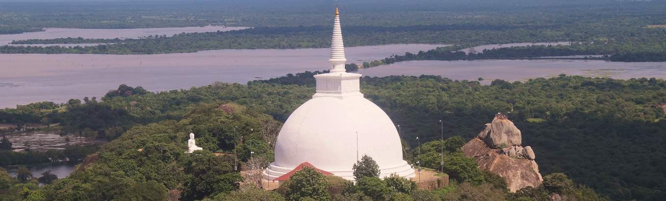 View of the Mihintale Sanctuary with the Mihindu Sewa Dagoba in the center, Sri Lanka
