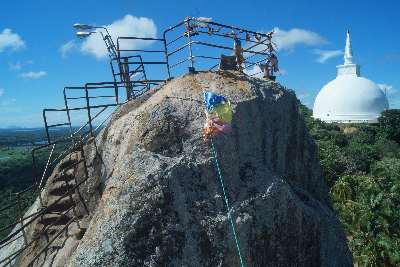 View from the summit of Aradhana Gala towards Maha Seya Dagoba, in Mihintale (Cultural Triangle), Sri Lanka