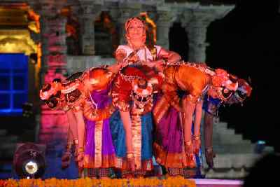 Goddess Durga in her chariot, at Modhera Dancing Festival, Gujarat (India)