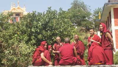 Tibetan Buddhist Monks in in Namobuddha, near Dhulikhel (Kathmandu valley, Nepal)