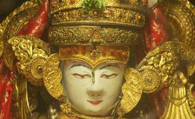 White Machhendranath idol, Seto Machendranath Mandir in Kathmandu, Nepal