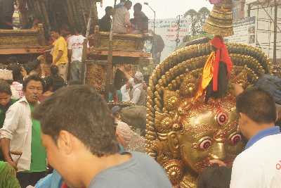 Hindus offering sacrifices during the Rato Machindranath Jatra festival in Patan, Kathmandu Valley, Nepal