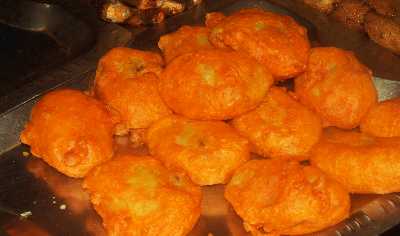 Nepali/Newari food: Alu Chap (potato buns with buffalo stuffing)