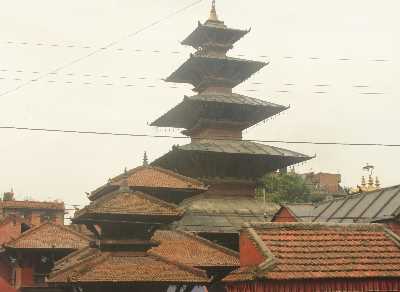 Five-roofed pagoda tower of Kumbeshwar Mandir Hindu Temple in Patan (Kathmandu Valley, Nepal)