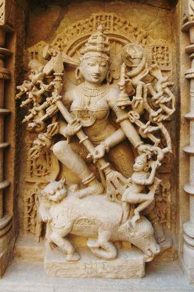 Durga fighting Mahisha (Rani ki Waw, Patan, Gujarat)