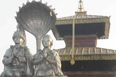 Statue of King Birendran and Queen Aishwarya in Pokhara, Nepal