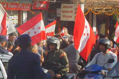 Election campain for the Nepali Congress Party in Pokhara, Nepal