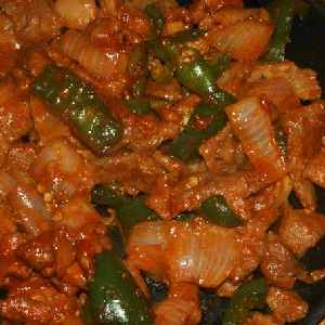 Korean Food in Nepal: Cheyuk-bokkeum (pork fried with spicy soybean paste)