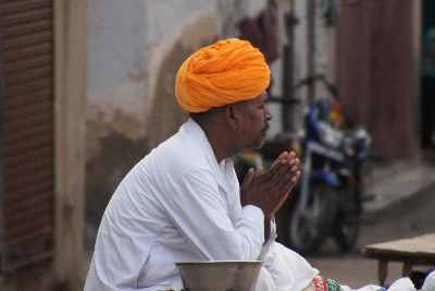 Man with Rajasthani style turban in Pushkar, Rajasthan (India)