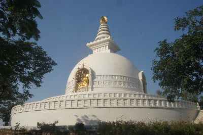 Buddhist peace pagoda (Vishva shanti stupa) near Rajgir, Bihar (Northern India)