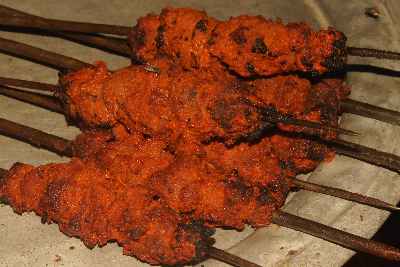 Indian Food: Sikh Kebab (minced meat on a spit) 