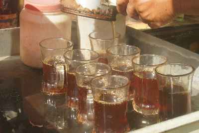 Bengali/Bangladeshi Food: Cha (Tea) is offered in small glasses 