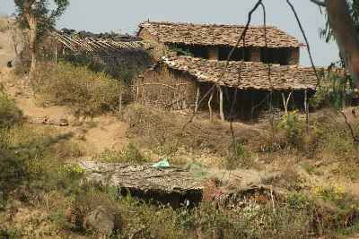Local resident's house (or hut) in Aravalli Mountains near Ranakpur, Rajasthan (India)
