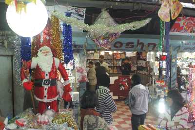 Christmas decoration in a shop in Shillong, Meghalaya (India)