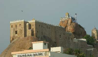 Roquefort (er, Rock Fort) with Thayumanar and Vinayakar temples in Tiruchirappalli (Trichy), Tamil Nadu, South India