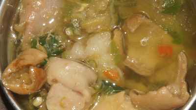 Indian/Garo Food: Pork Khapa (pig intestines cooked with baking soda)