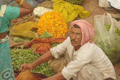 Mala Bazar (Flower Market) in Varanasi, Uttar Pradesh, India