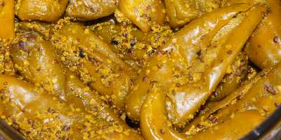 Indian Food: Rai Achar (Caraway-stuffed chile)