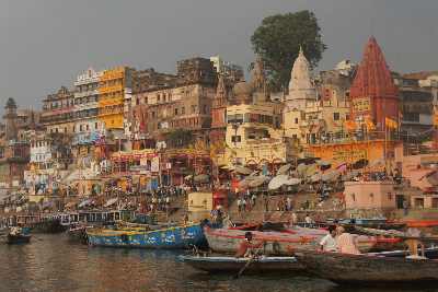 Varanasi Main Ghat (Dash-Ashwamedh) in the morning sun