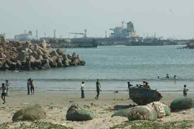 Harbour and beach area in Vizag, Andhra Pradesh (India)