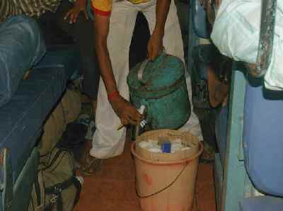 Indian Railways: A tea vendor (chai wallah) offering Indian milk tea