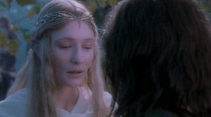 Galadriel (Cate Blanchett) und Aragorn (Viggo Mortensen) in Lóthlorien